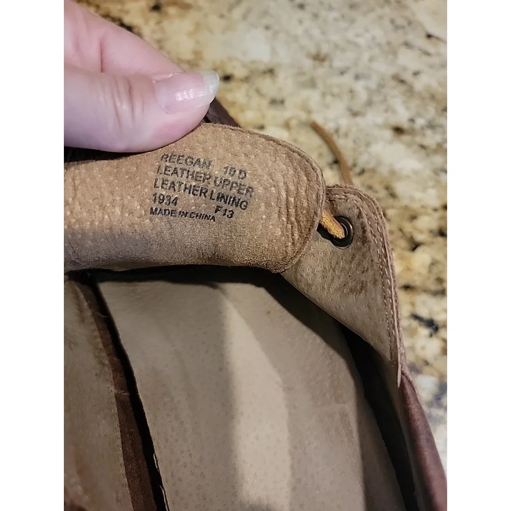 Polo Ralph Lauren Reegan Boat Shoe Men 10D Brown Leather Distressed Casual EUC